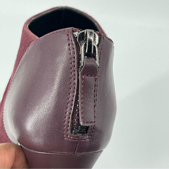 Nine West Brienne Women’s Wine Plum Leather Suede Rear Zip Heeled Booties 6.5 - Picture 5 of 16